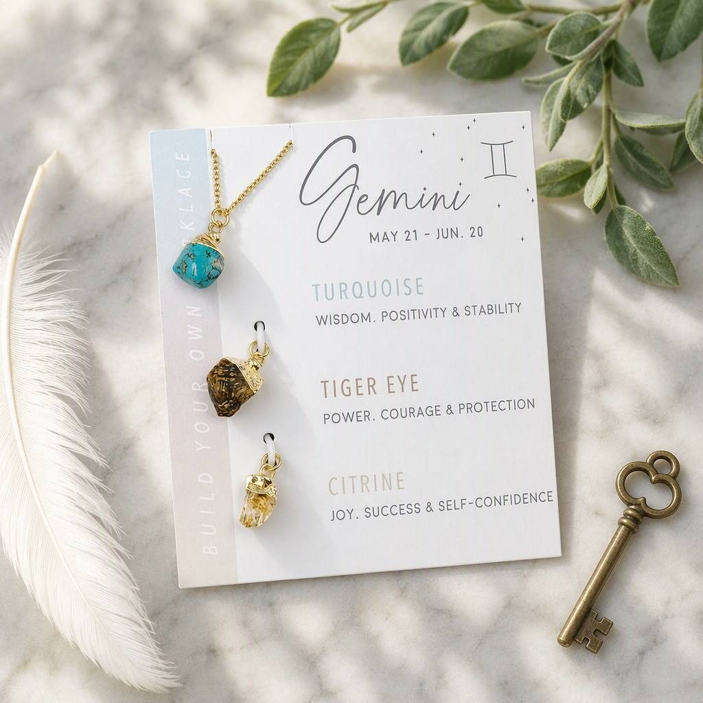Gemini Zodiac Birthstone Necklace — styled