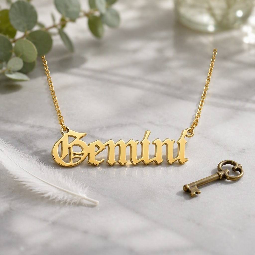 Gemini Zodiac Name Necklace — styled