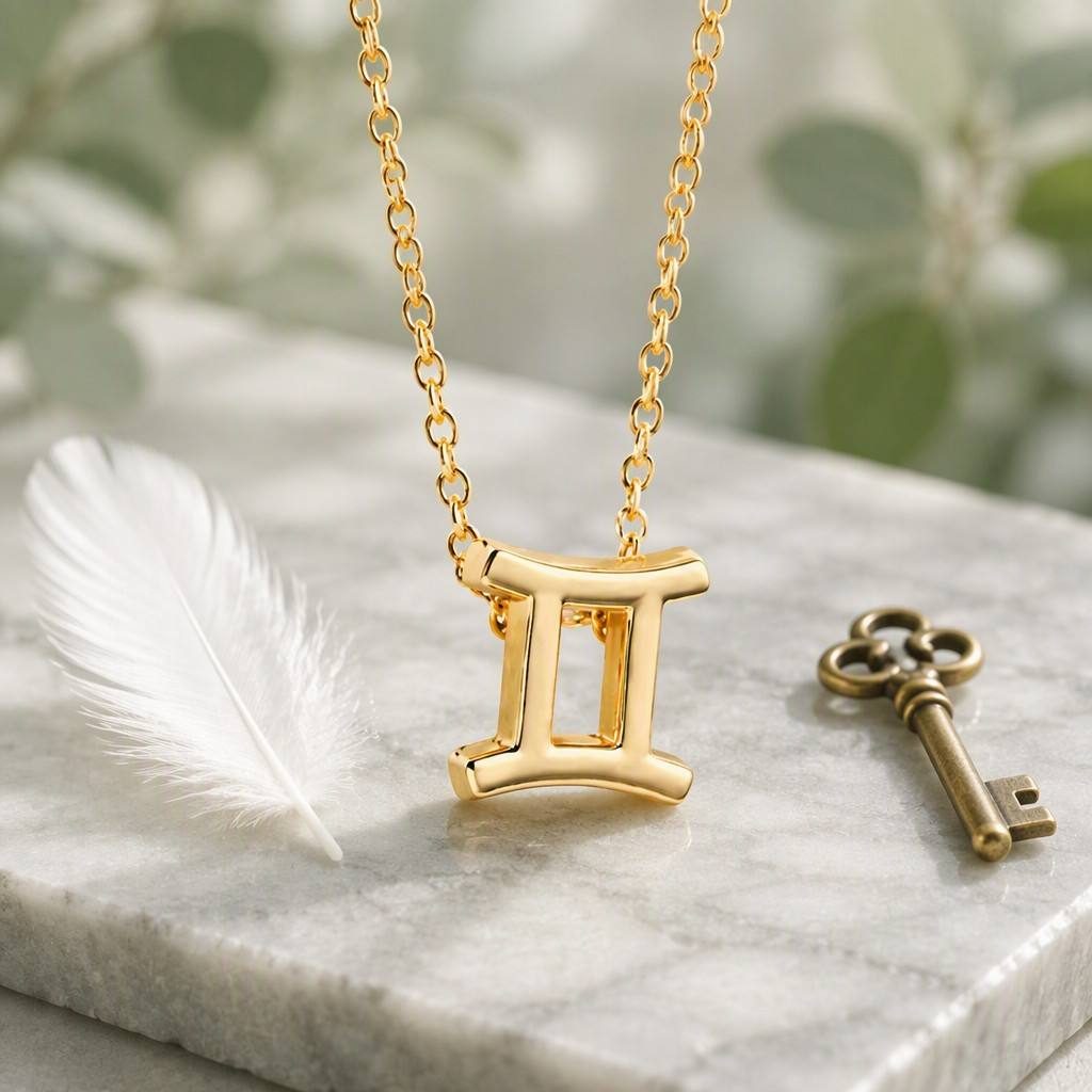 Gemini Zodiac Sign Necklace — styled