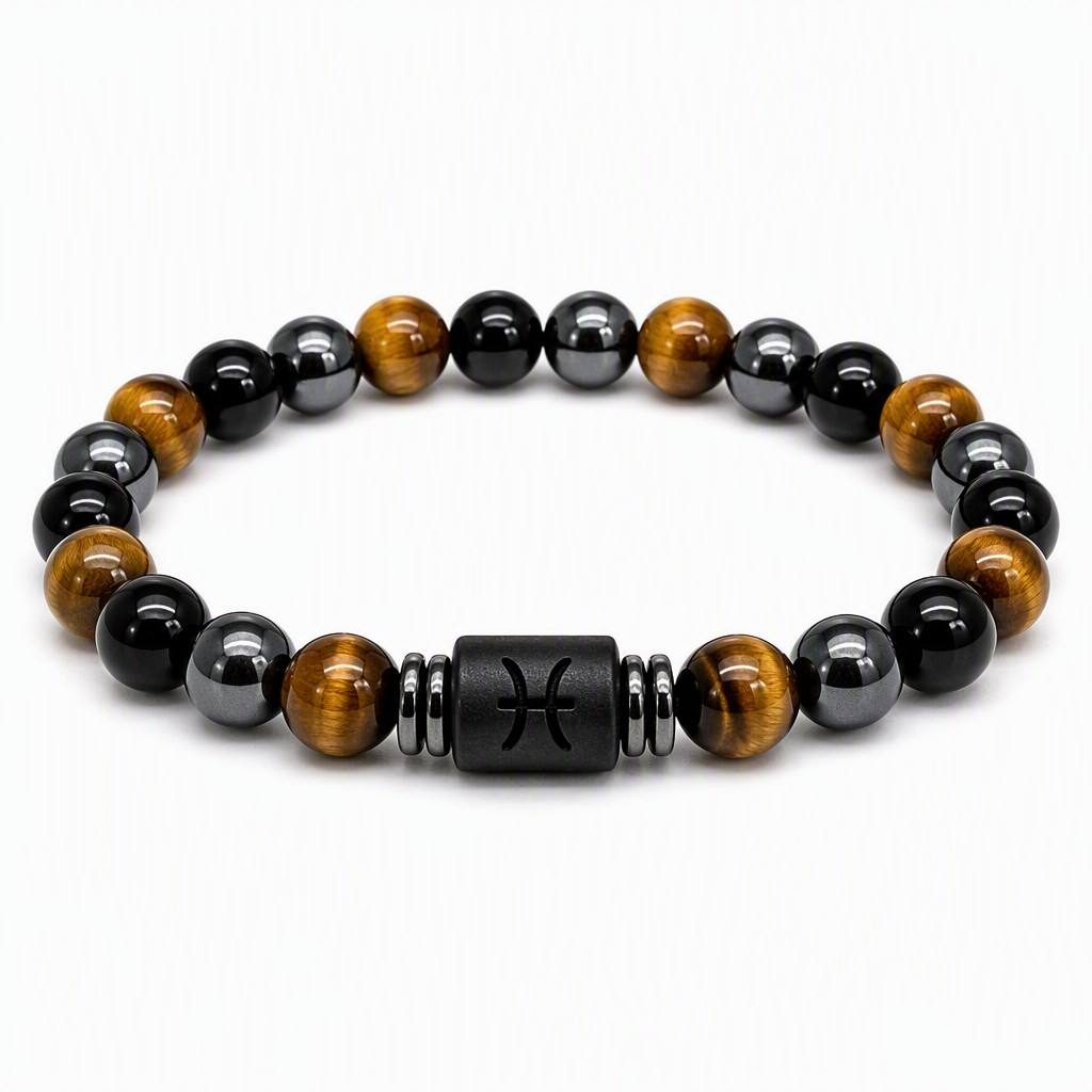 Pisces Zodiac Symbol Beaded Bracelet