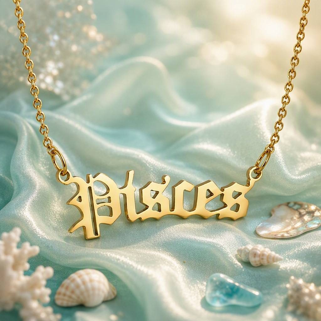 Pisces Zodiac Name Necklace — styled