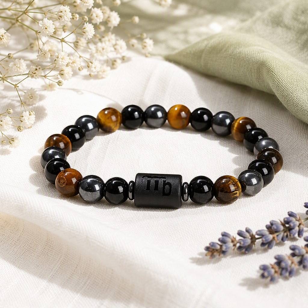 Virgo Zodiac Symbol Beaded Bracelet — styled