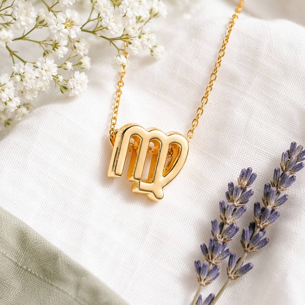 Virgo Zodiac Sign Necklace — styled