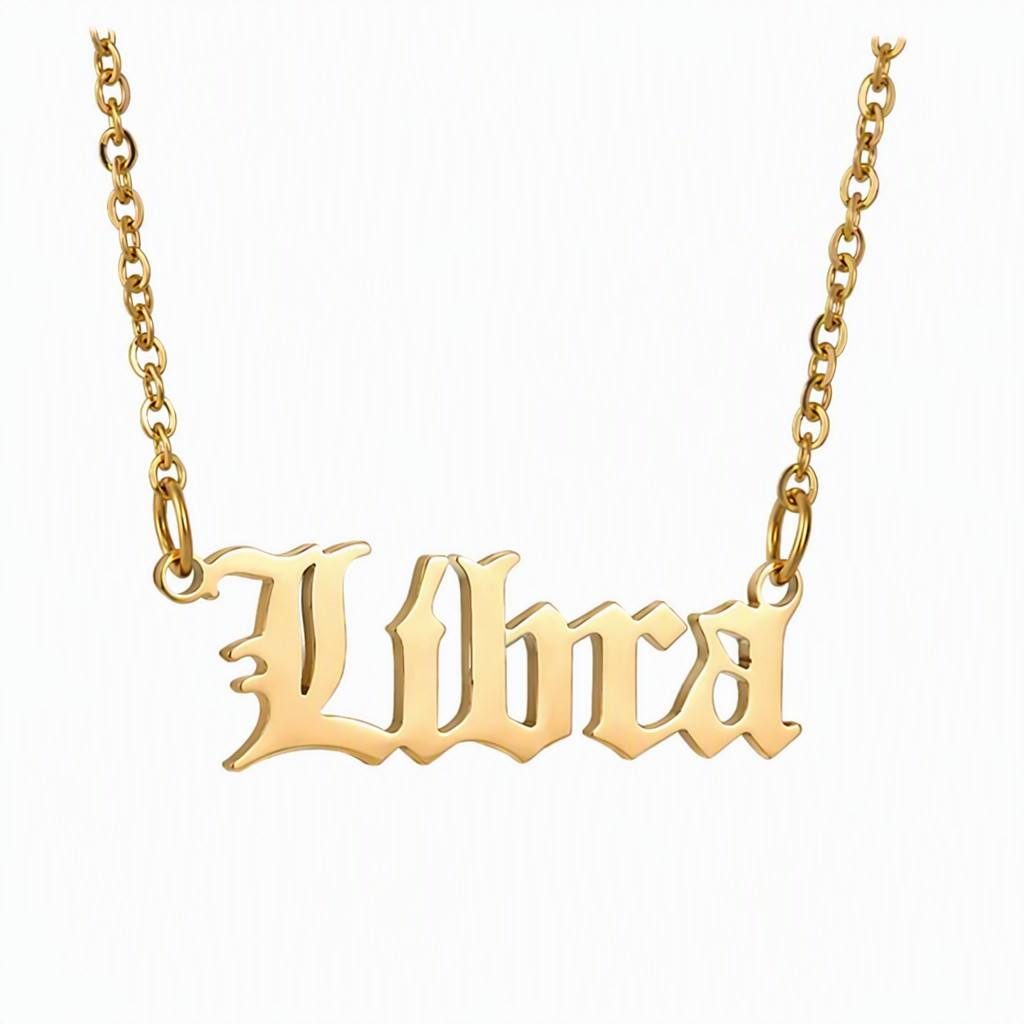 Libra Zodiac Name Necklace