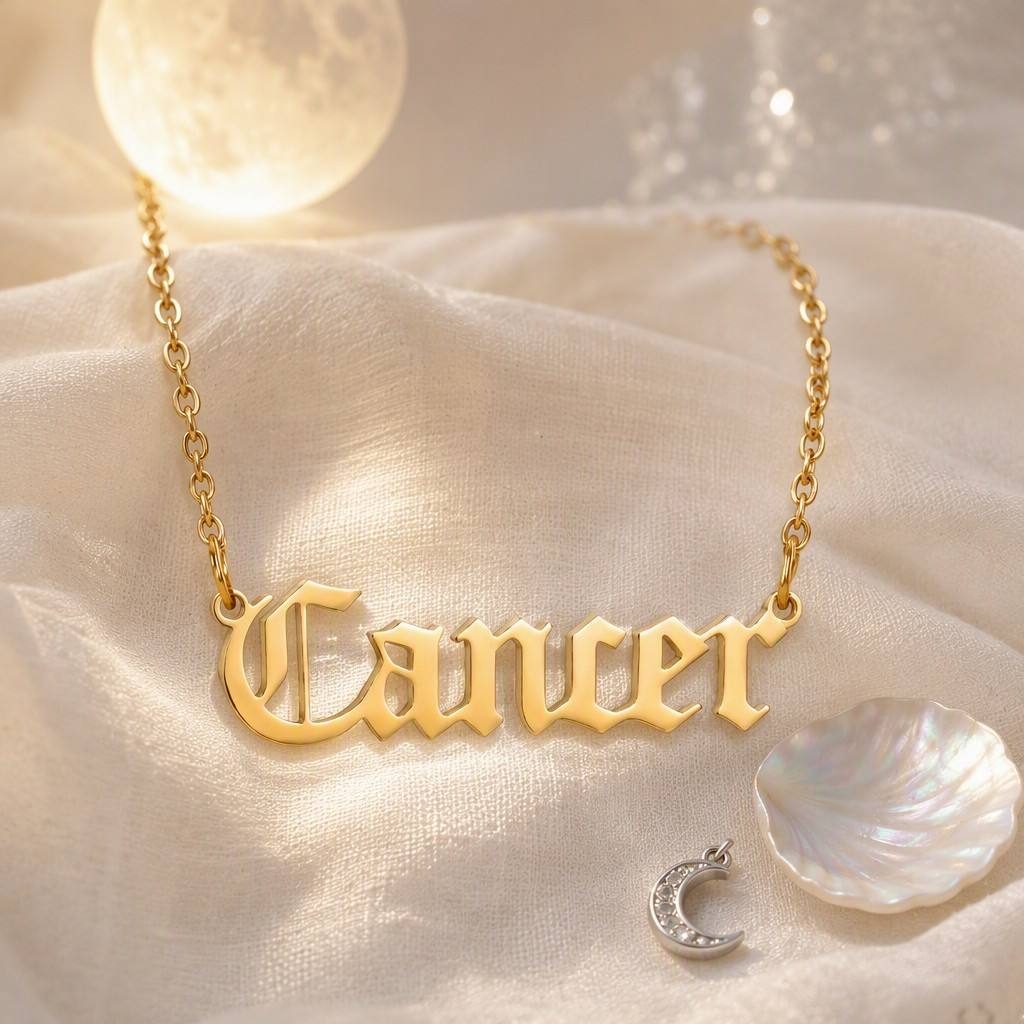 Cancer Zodiac Name Necklace — styled