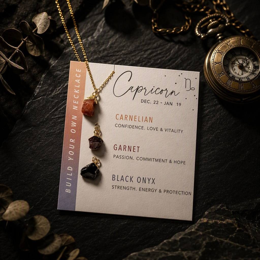 Capricorn Zodiac Birthstone Necklace — styled