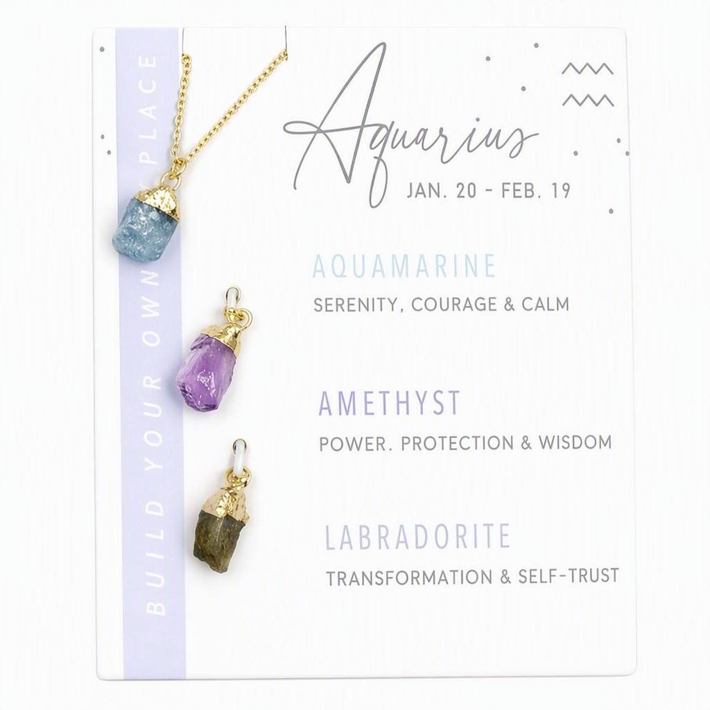 Aquarius Zodiac Birthstone Necklace