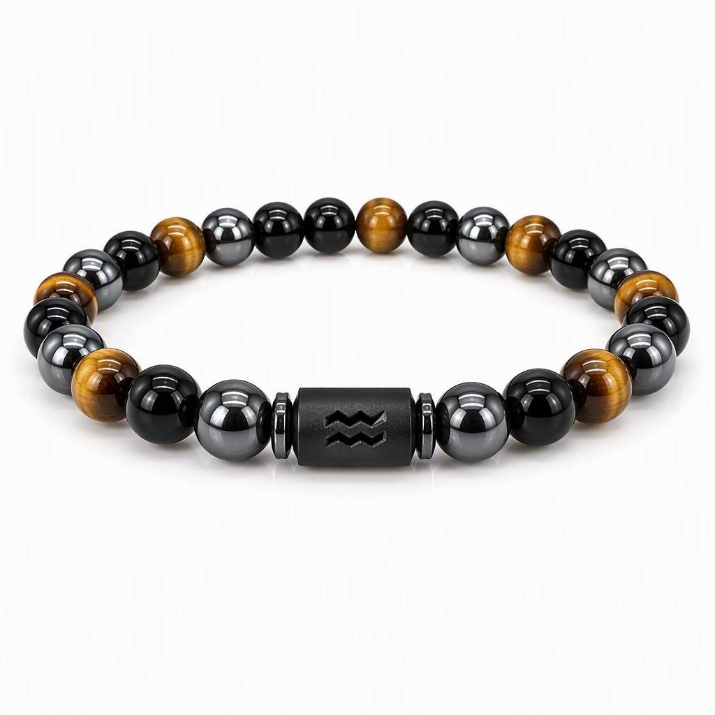 Aquarius Zodiac Symbol Beaded Bracelet