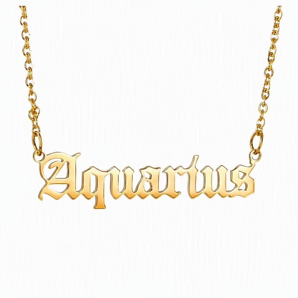 Aquarius Zodiac Name Necklace
