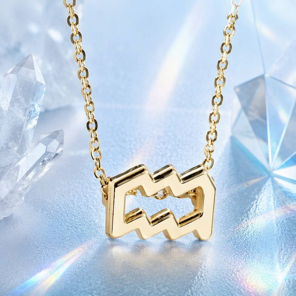 Aquarius Zodiac Sign Necklace — styled