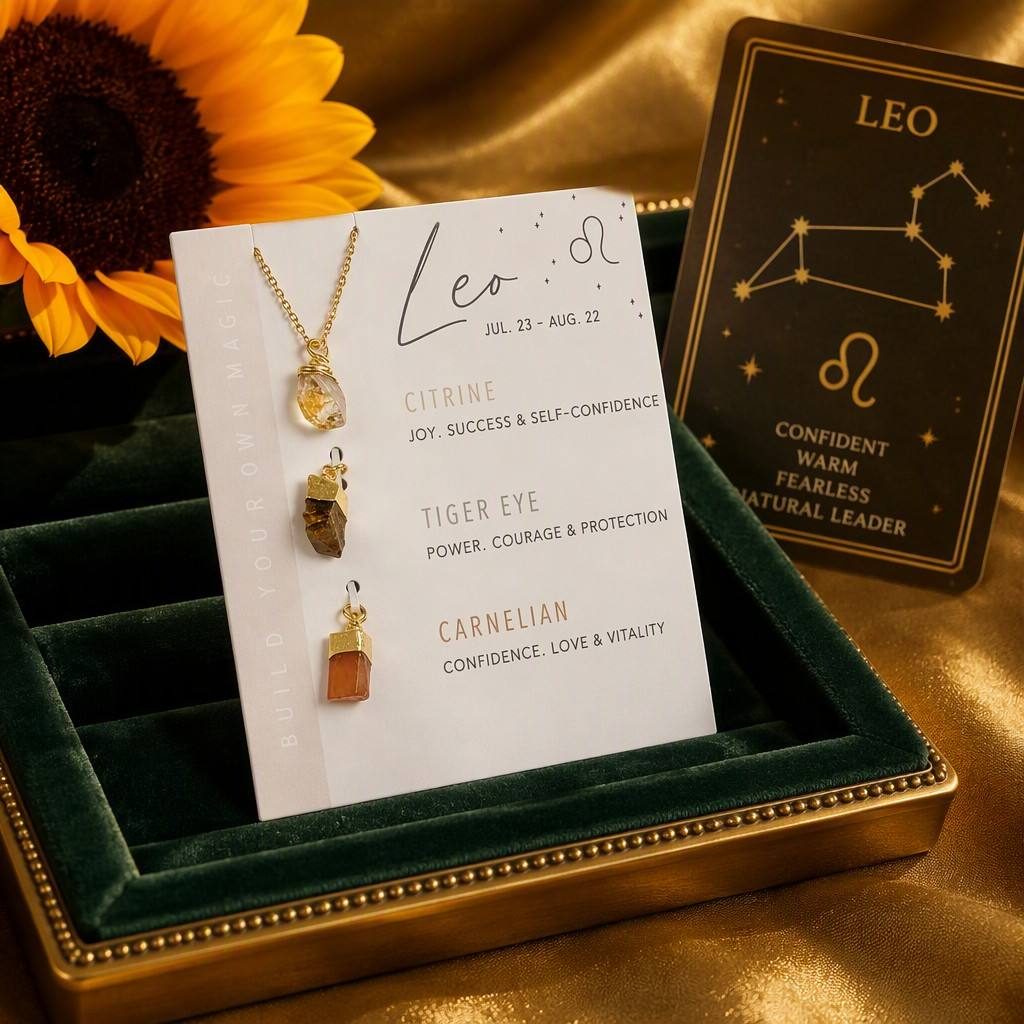 Leo Zodiac Birthstone Necklace — styled