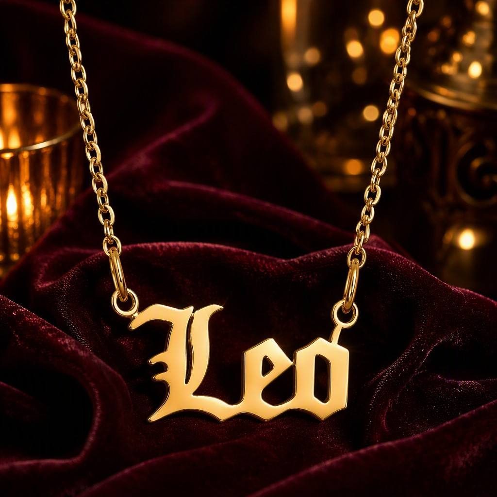 Leo Zodiac Name Necklace — styled