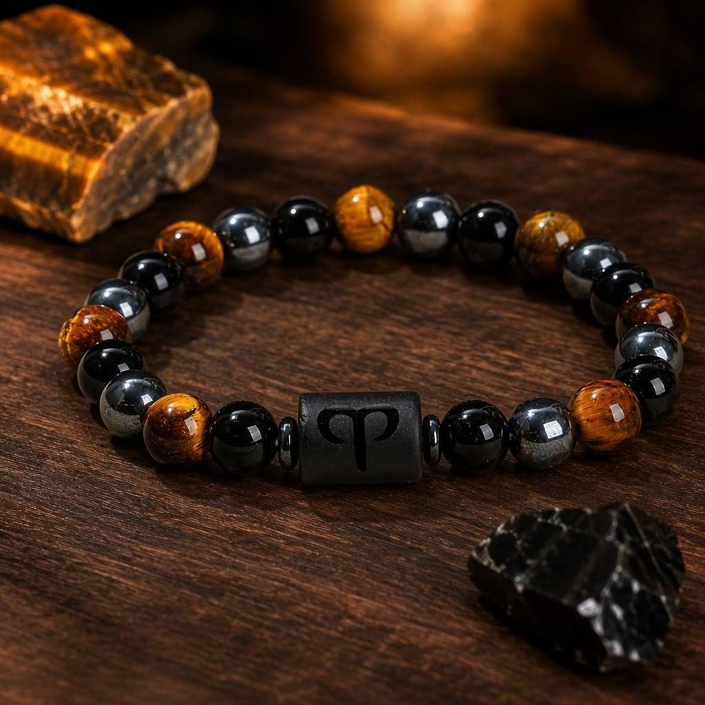 Aries Zodiac Symbol Beaded Bracelet — styled