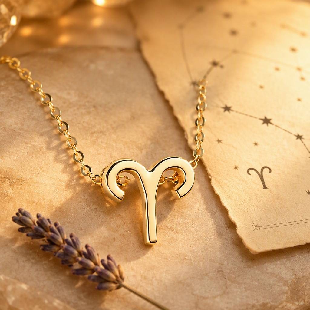 Aries Zodiac Sign Necklace — styled
