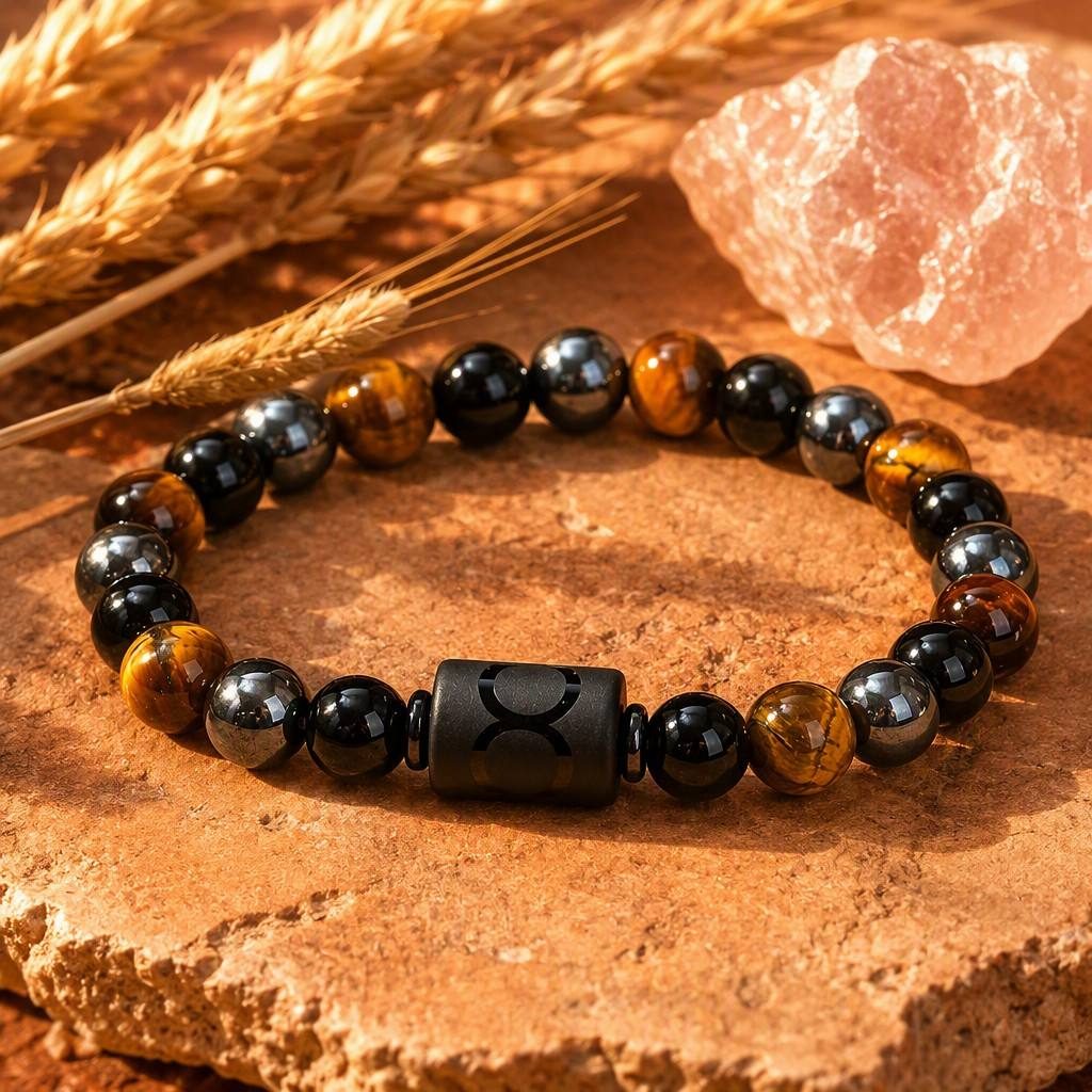 Taurus Zodiac Symbol Beaded Bracelet — styled