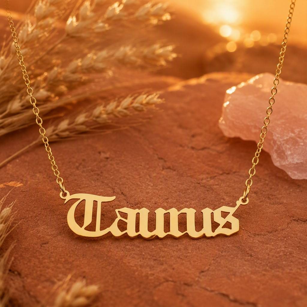 Taurus Zodiac Name Necklace — styled