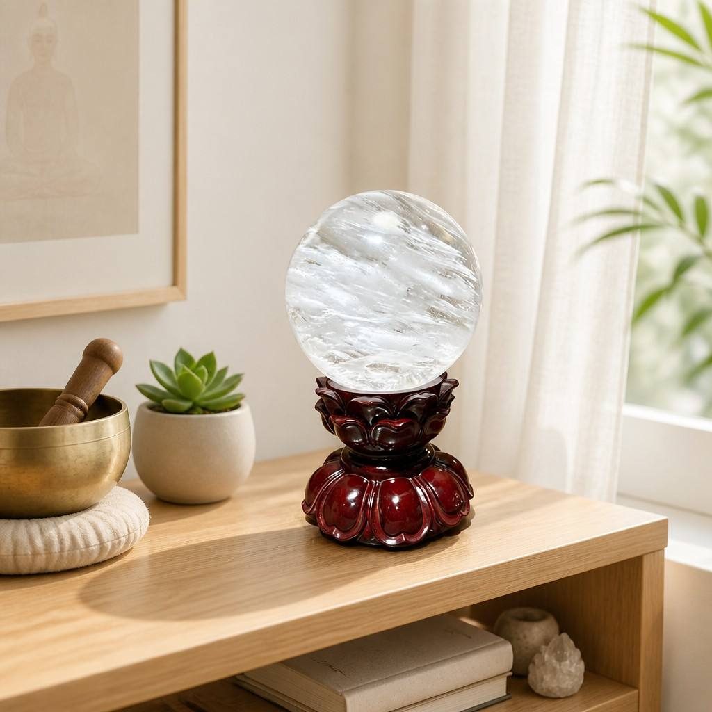 White Phantom Serene Crystal Sphere — styled
