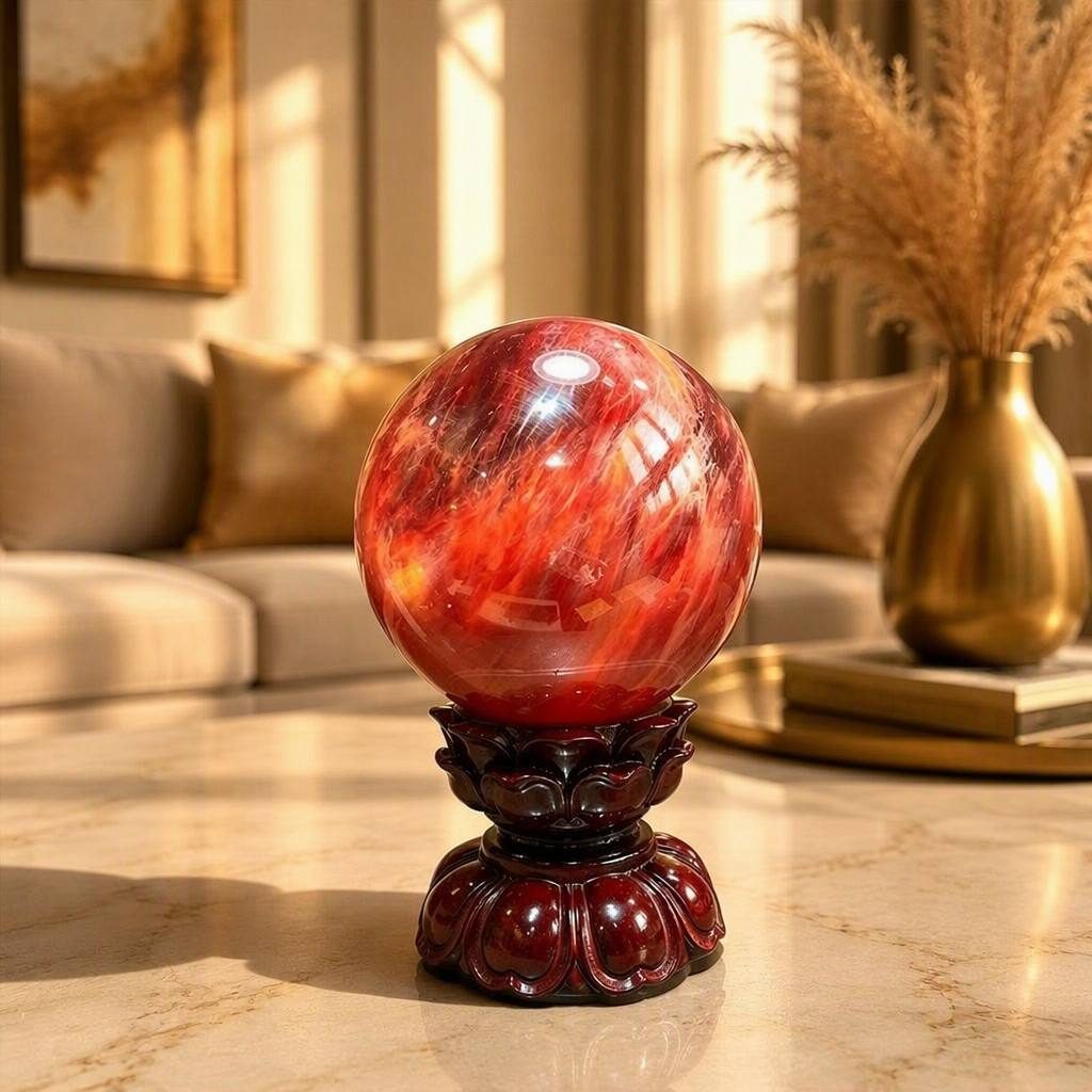 Red Rutilated Vitality Crystal Sphere — alternate