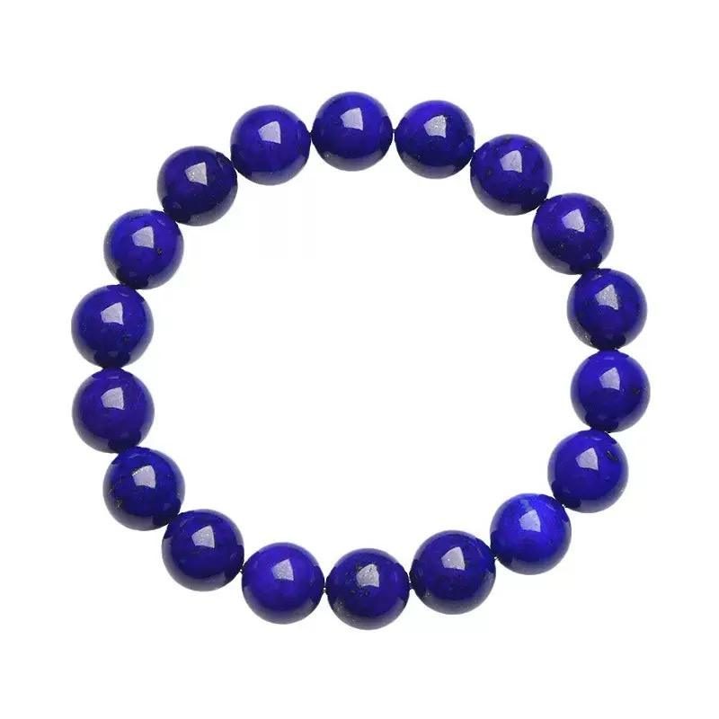 Natural Lapis Lazuli Round Bead Bracelet For Intuition And Calm Mind