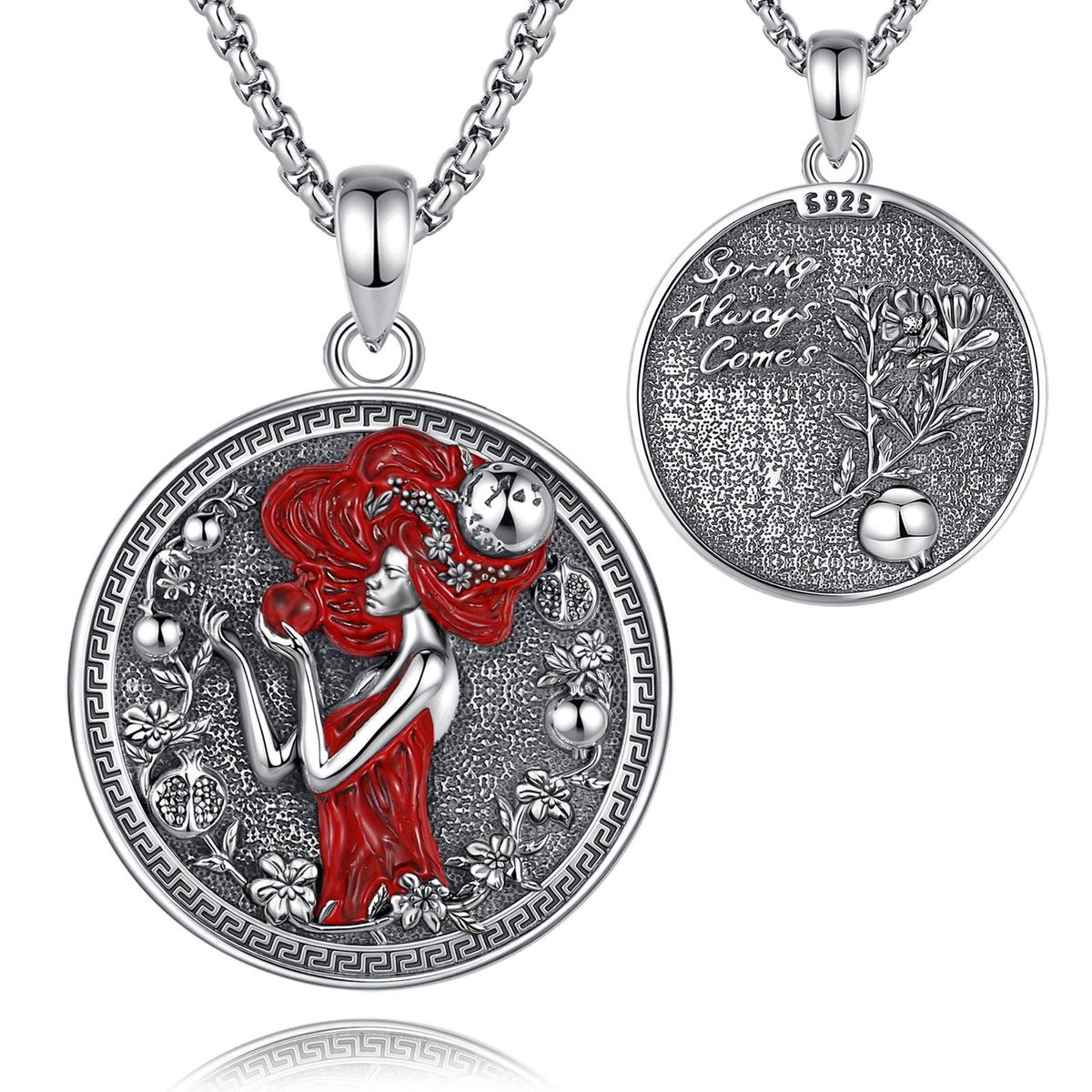 Persephone Pomegranate Coin Necklace Goddess Of Spring
