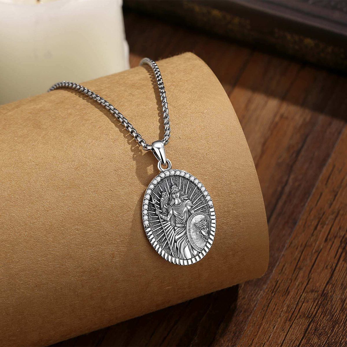 Athena Wisdom Goddess Owl Coin Necklace — styled