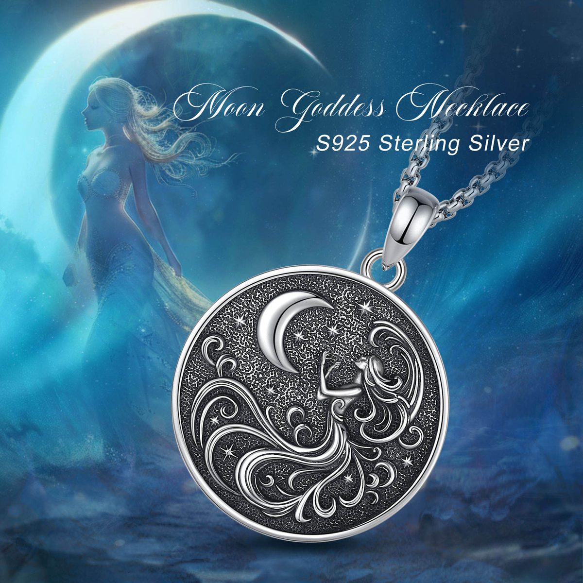 Moon Goddess Coin Necklace — styled