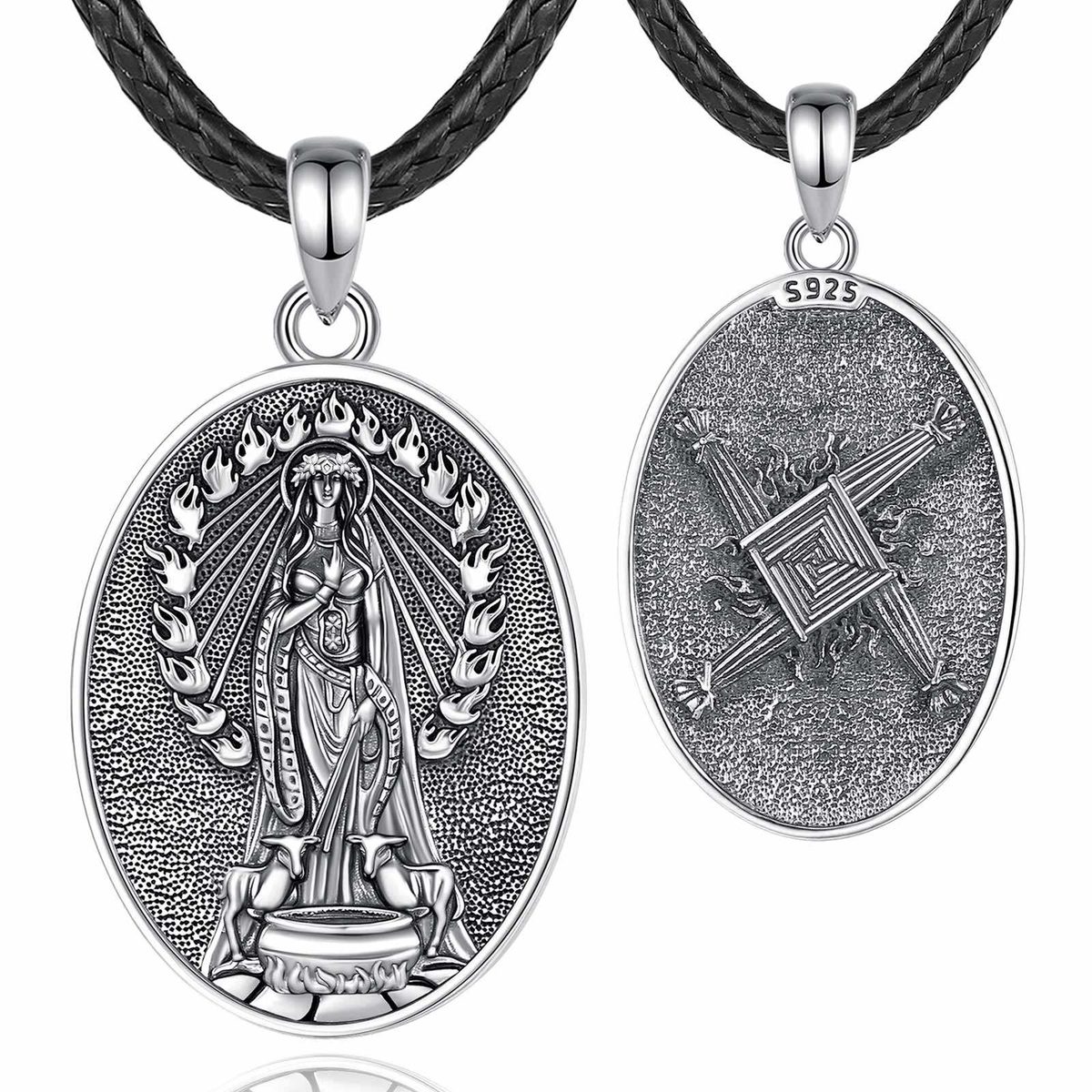 Celtic Fire Goddess Brigid Amulet Necklace