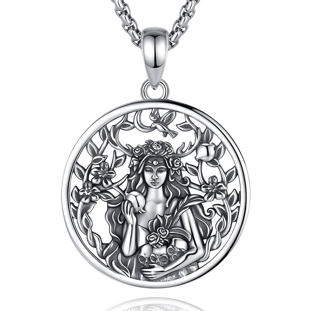Greek Goddess Persephone Floral Amulet Necklace