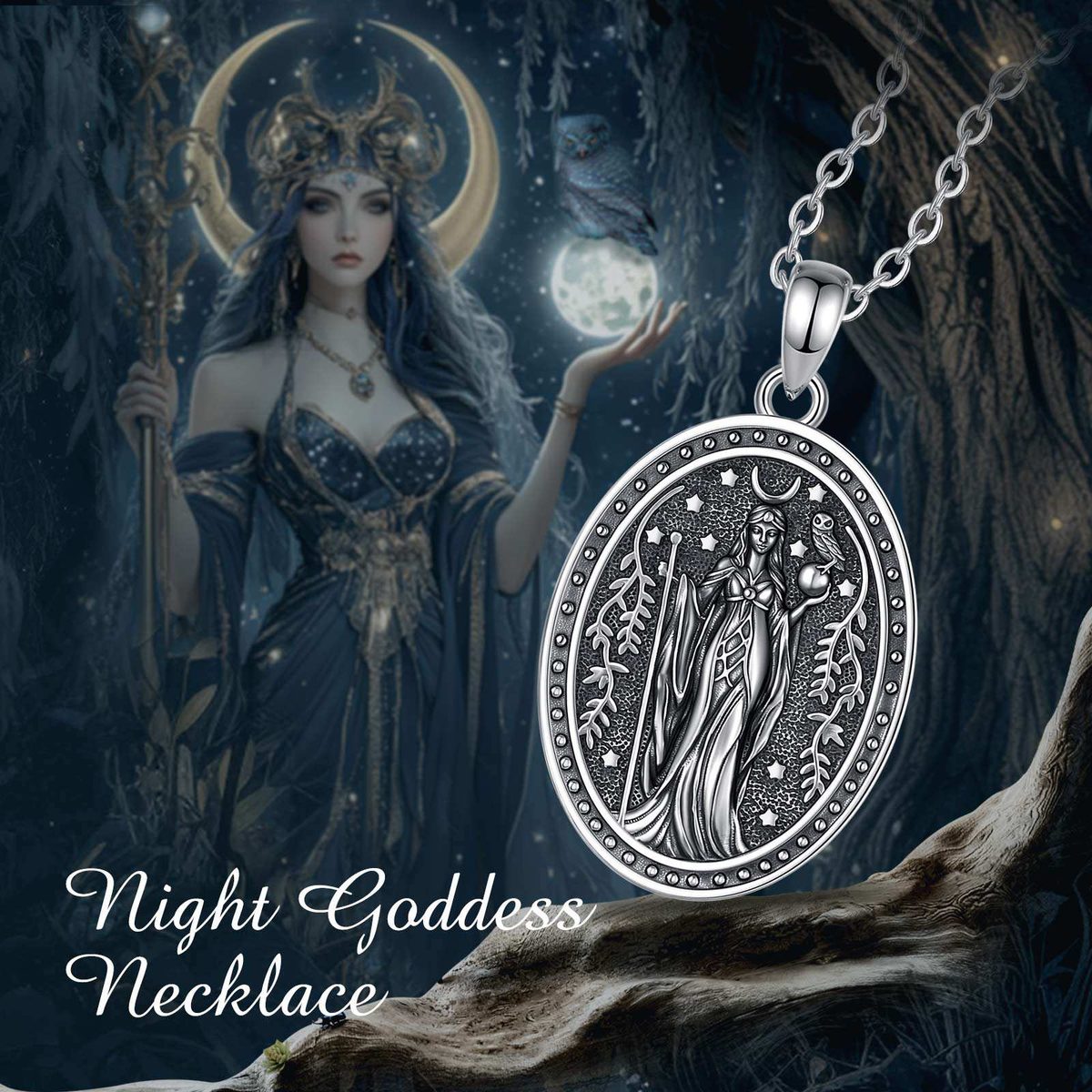 Greek Night Goddess Nyx Star Amulet Necklace — styled