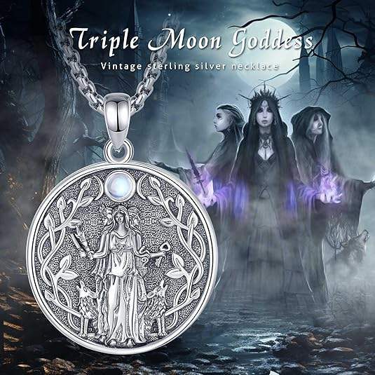 Greek Moon Goddess Hecate Amulet Necklace — styled