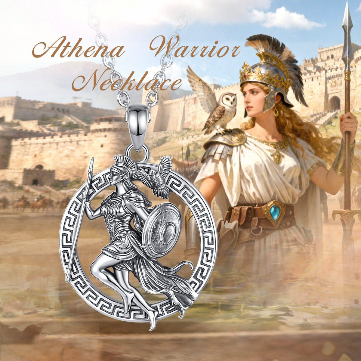 Aquarius Patron Goddess Athena Pendant — styled