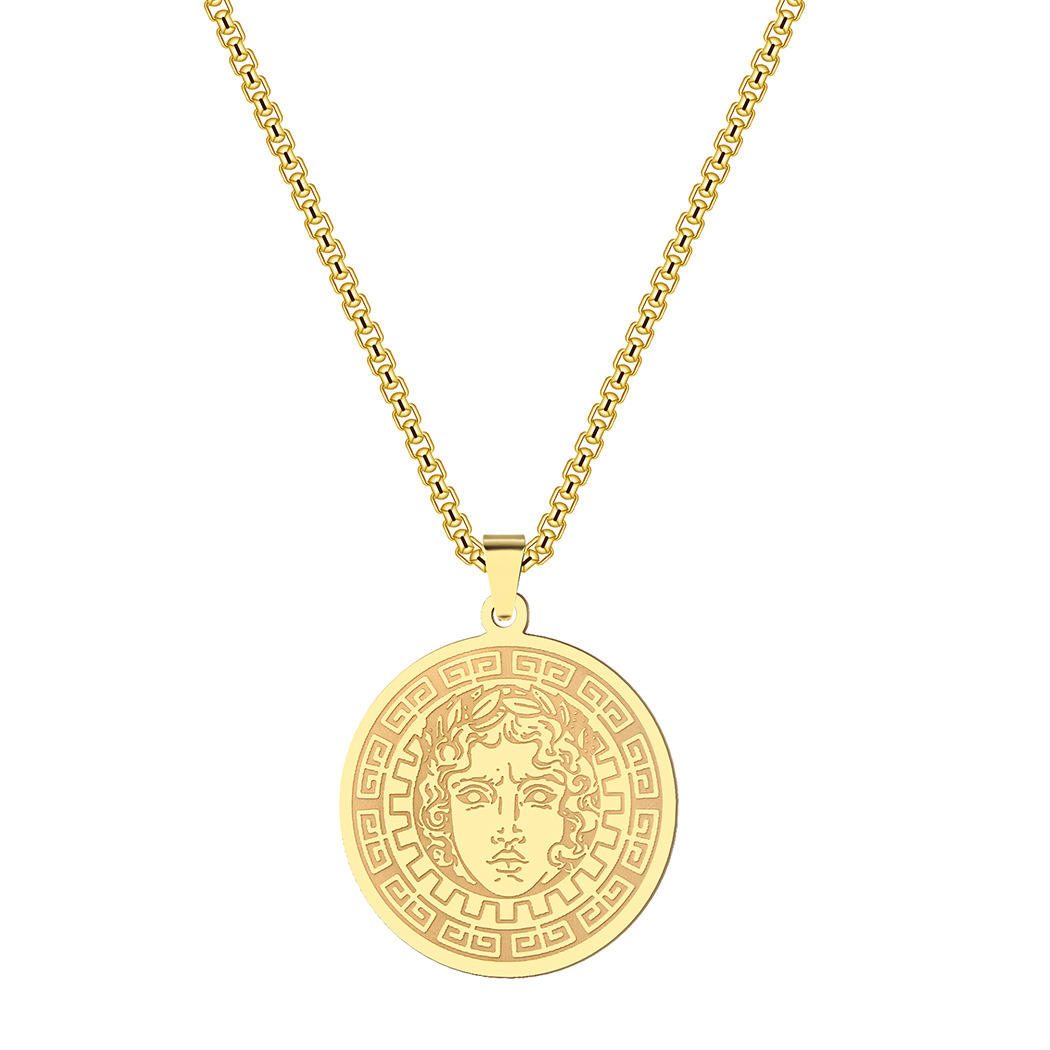 Leo Greek Sun God Apollo Coin Amulet Necklace