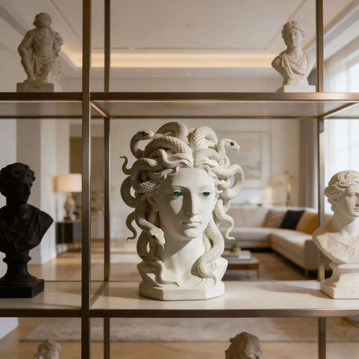 Medusa Head Bust Sculpture Vintage Greek Decor Statue — alternate view
