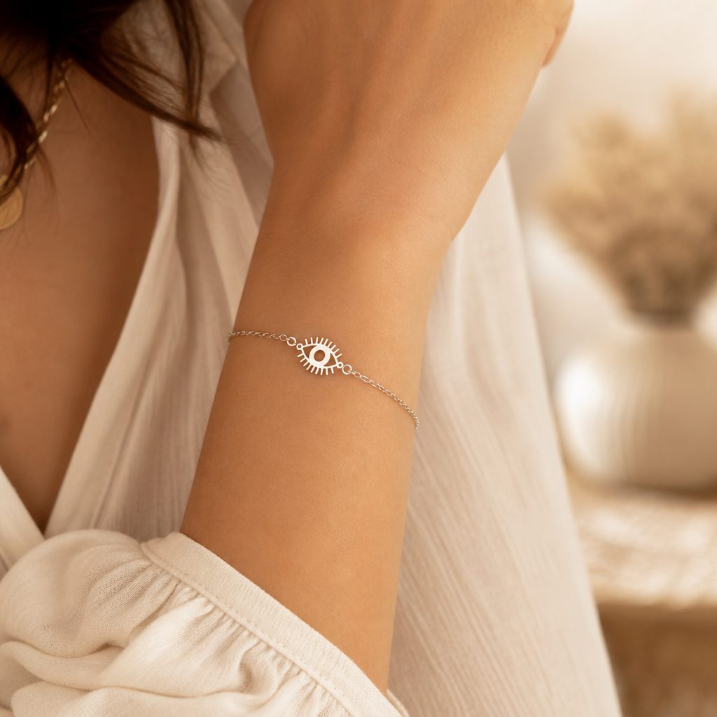 Dainty Evil Eye Cutout Bracelet — alternate view