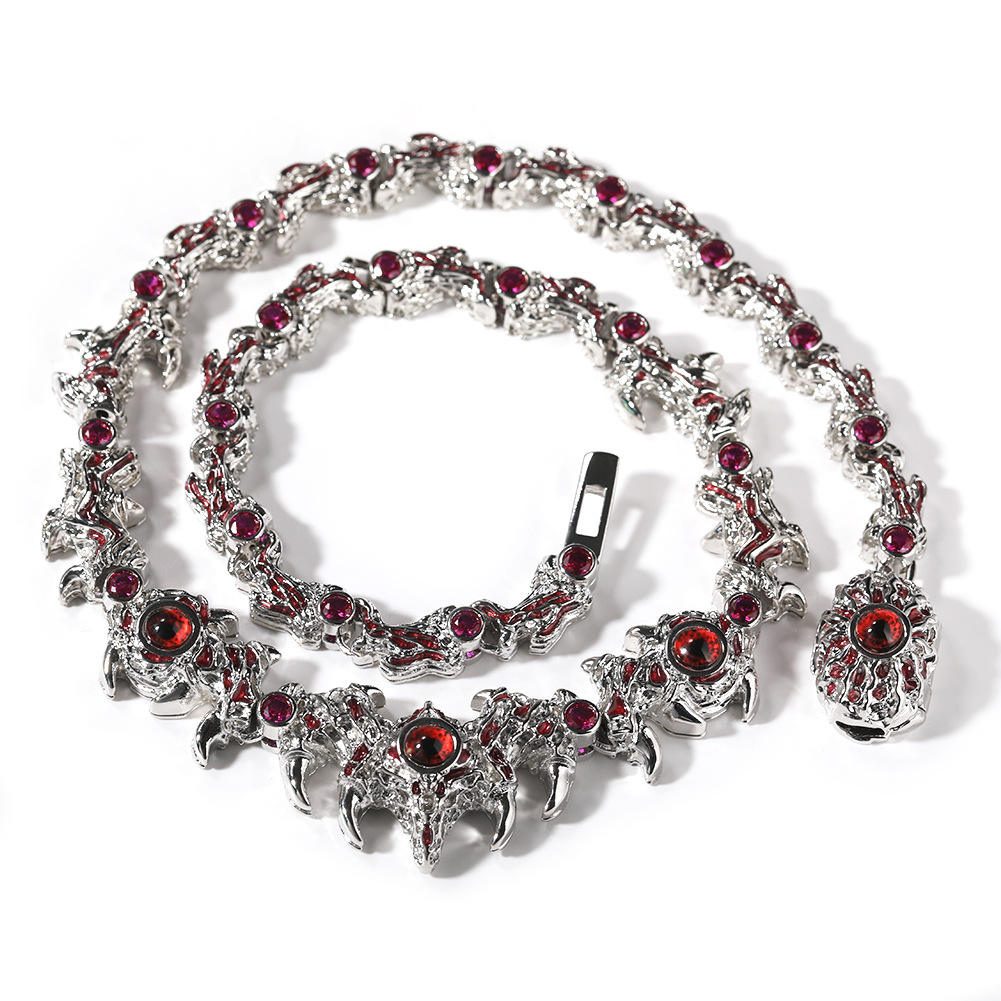 Evil Eye Red Crystal Flame Gothic Necklace