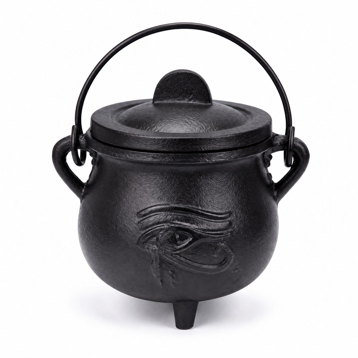 Eye of Horus Cast Iron Witch Cauldron With Lid for Altar Ritual