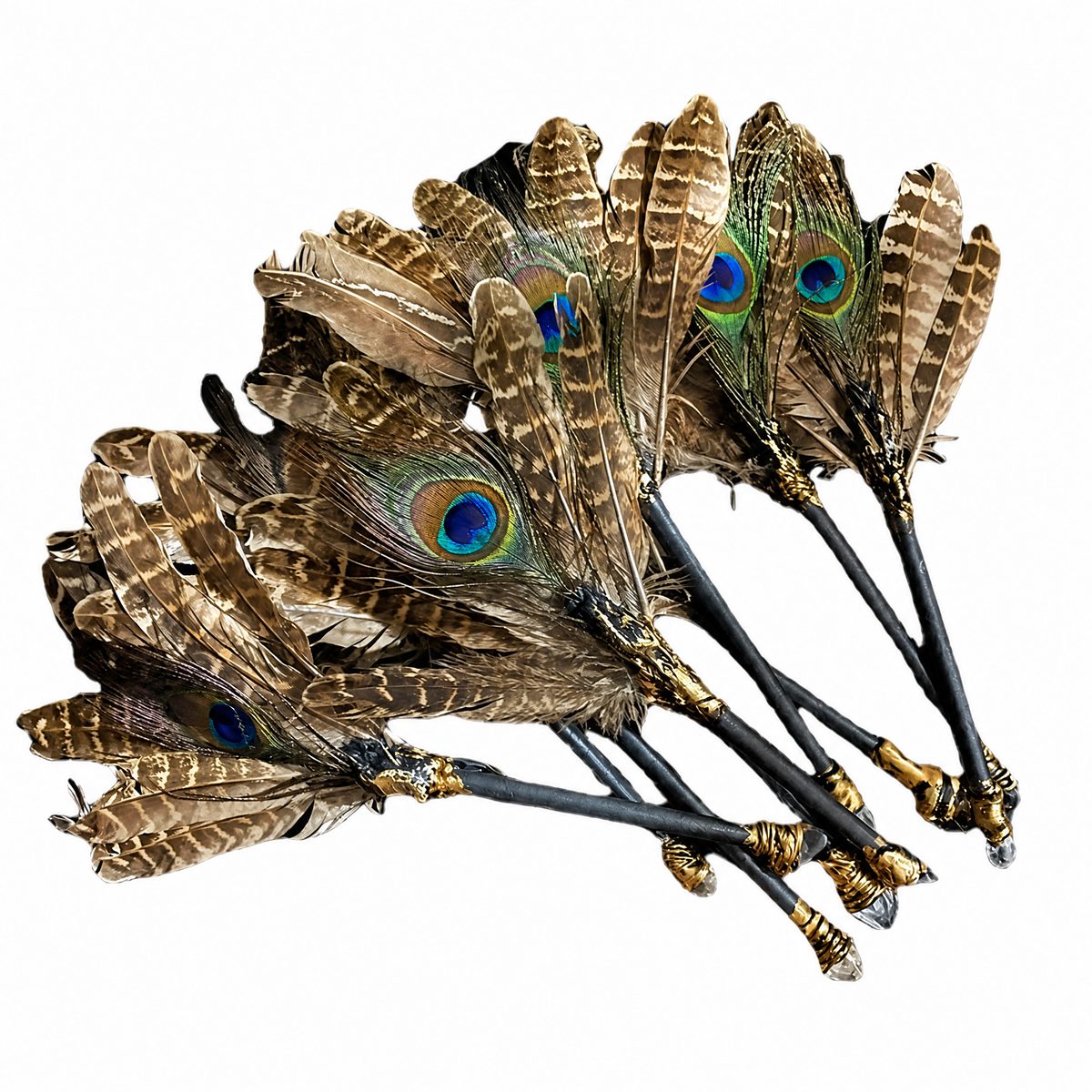 Natural Peacock Feather Witch Smudge Wand For Ritual Cleansing