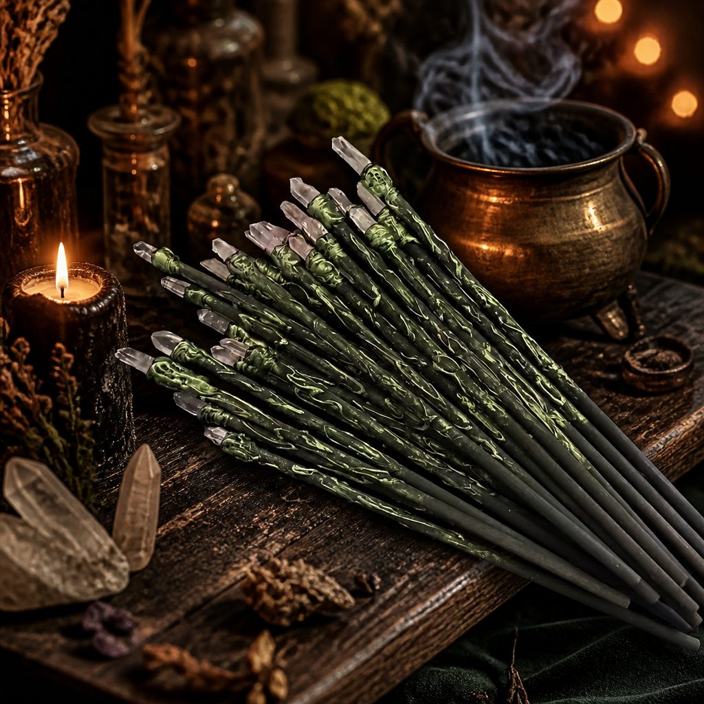 Forest Vine Crystal Witch Wand — styled