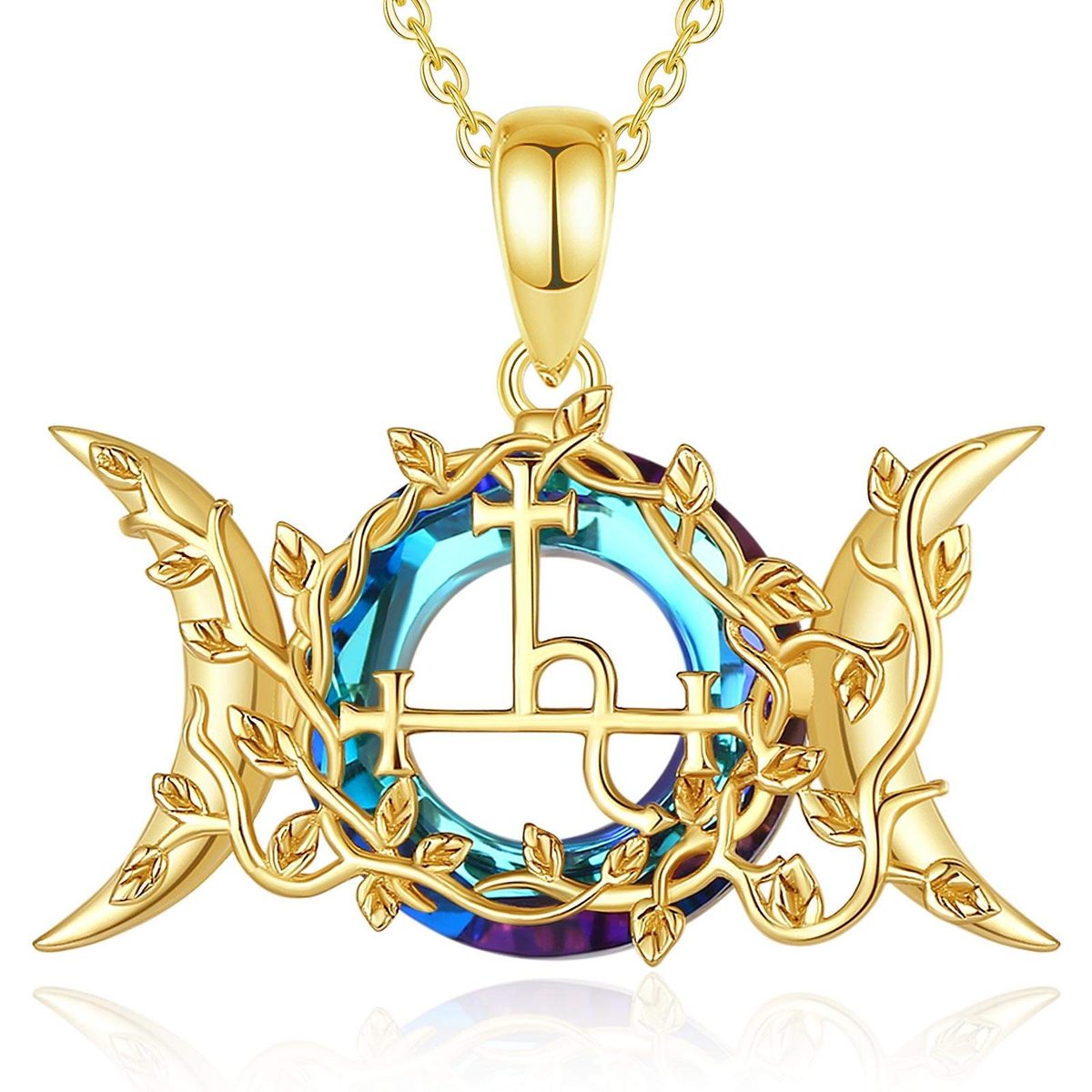 Triple Moon Vine Lilith Sigil Crystal Pendant