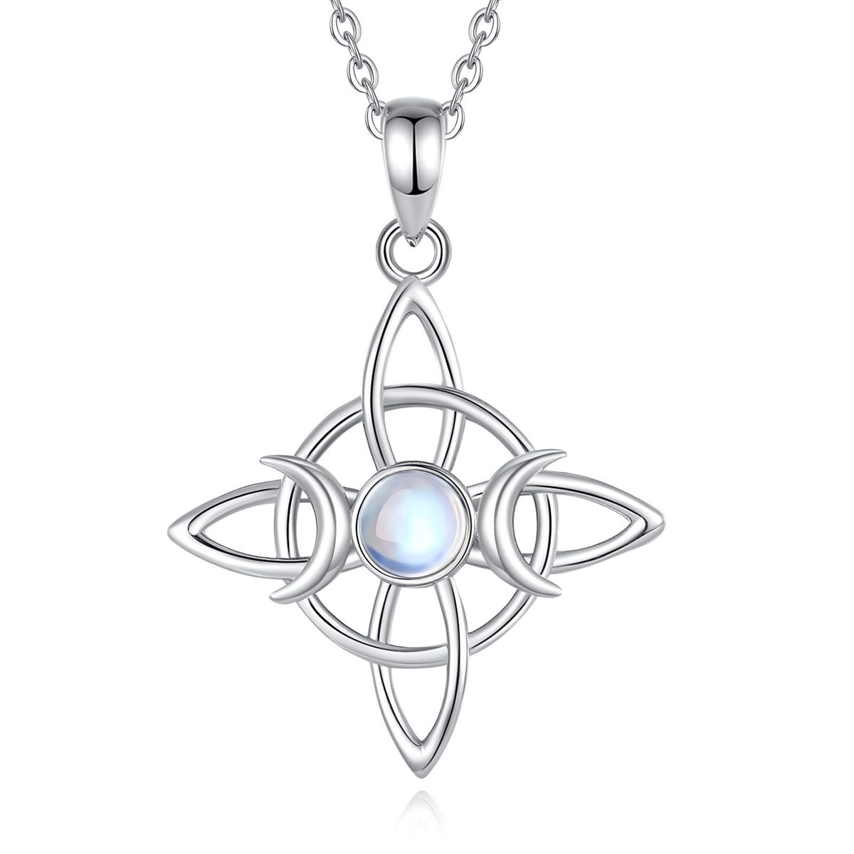 Witch Knot Crescent Moon Moonstone Pendant